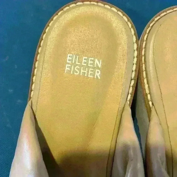 EILEEN FISHER Bene Platform Wedge Sandal Beige Napa White Size 9 Great - Picture 3 of 5